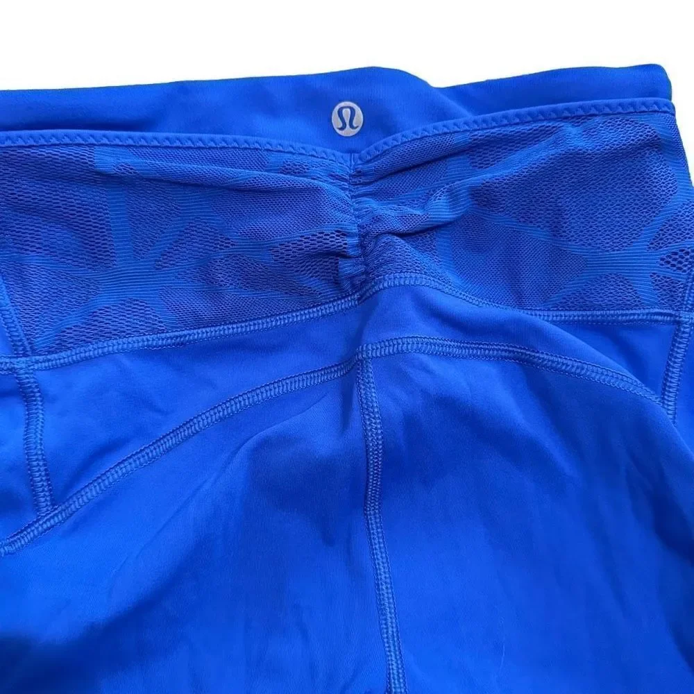 Lululemon Capri Mesh Leggings Blue Active Side Pockets Womens Size 4